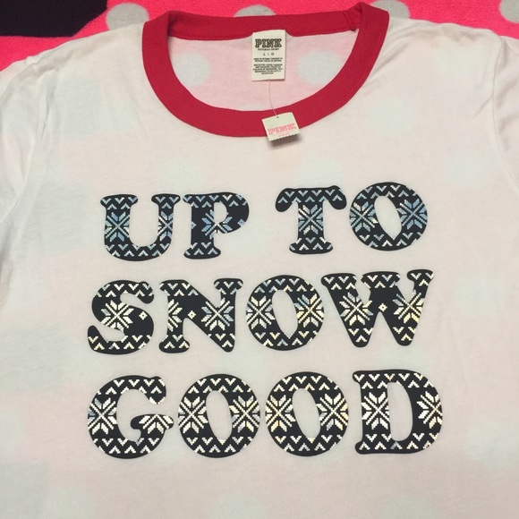 VS PINK Holiday Ringer Tee - Picture 2 of 2